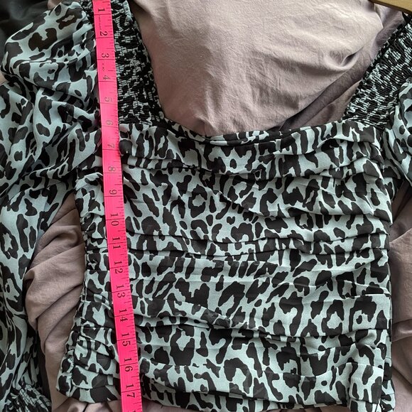 ZARA blue leopard print mesh top - Picture 7 of 7